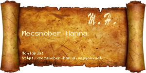 Mecsnober Hanna névjegykártya